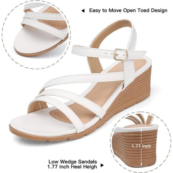 Wedge Sandals for Women Dressy: Summer Low Wedges Womens Comfortable - Picture 4 of 7